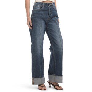 DRIFTWOOD JEANS Dark Wash Pintuck Wide Cuff Jeans